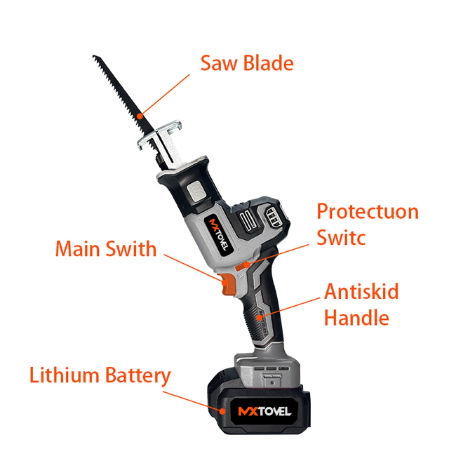 Sega alternativa da 20 V 0-3000 giri/min Sega alternativa senza spazzole per taglio del legno